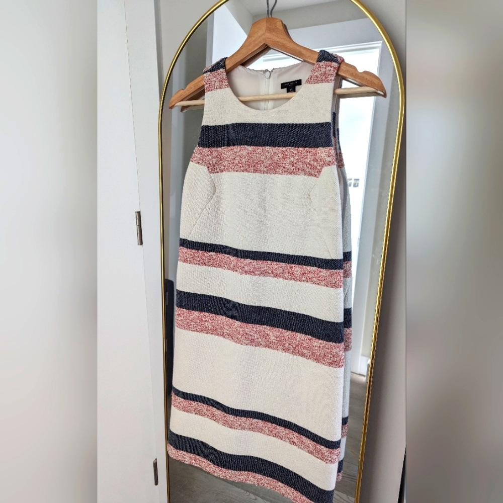 Ann Taylor Sleeveless Striped Cotton Pencil Dress 2P Brand New Without Tags